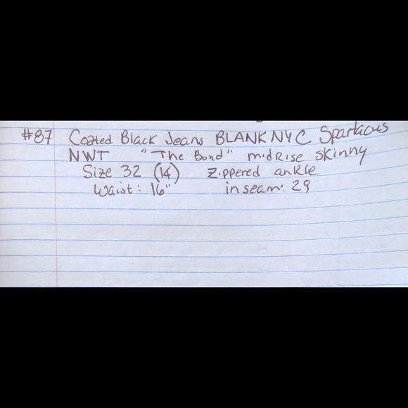 Blanknyc coated black zippered ankle jeans NWT size 32 (14) style:the bond - Picture 6 of 6